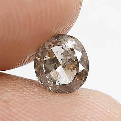 0.62 CT Oval Shape Diamond Fancy Brownish Black Color Rustic Diamond 5.5 MM Loose Natural Salt and Pepper Diamond Wedding Ring