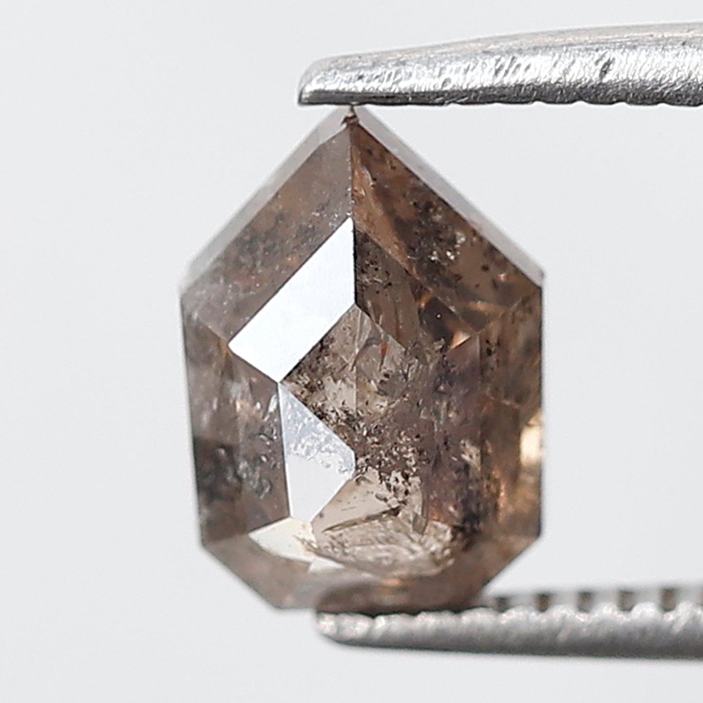 1.55 CT Gray Brown Geometric cut Loose Diamond, 7.90 mm Ethical Salt and Pepper Diamond