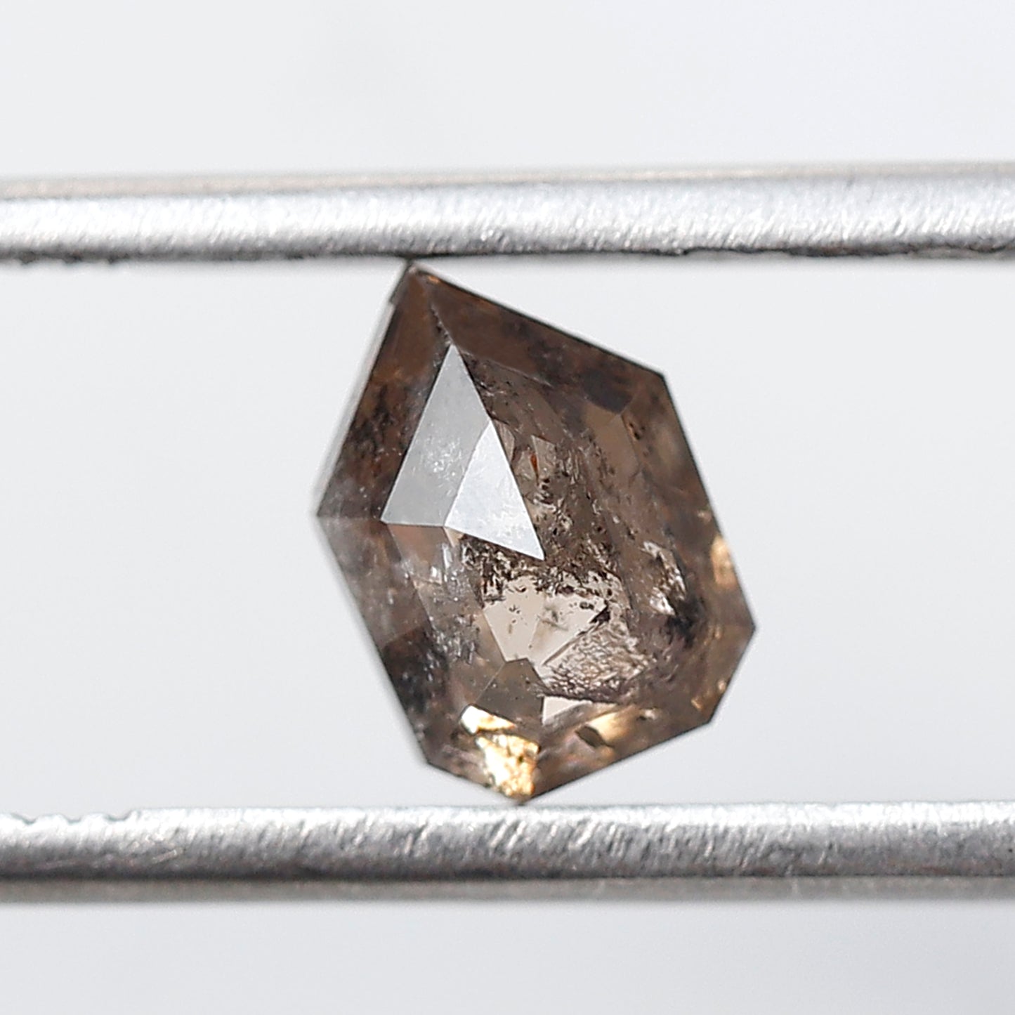 1.55 CT Gray Brown Geometric cut Loose Diamond, 7.90 mm Ethical Salt and Pepper Diamond