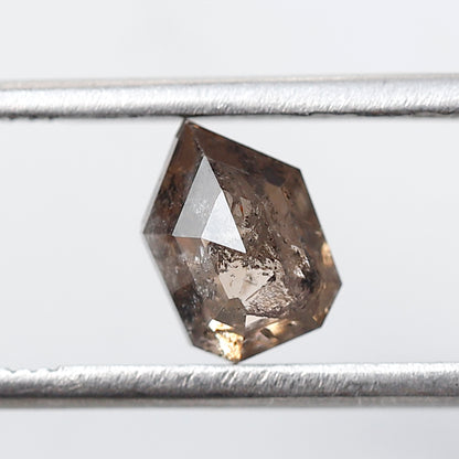 1.55 CT Gray Brown Geometric cut Loose Diamond, 7.90 mm Ethical Salt and Pepper Diamond