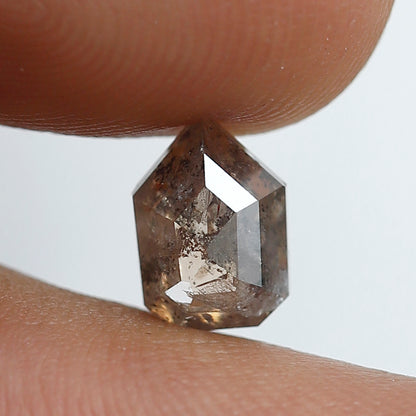 1.55 CT Gray Brown Geometric cut Loose Diamond, 7.90 mm Ethical Salt and Pepper Diamond