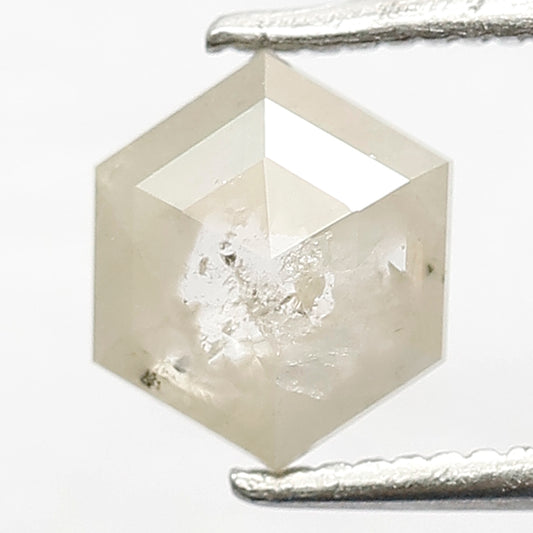 0.88 CT Hexagon Grayish Green Salt and Pepper Diamond: Rustic Loose Diamond