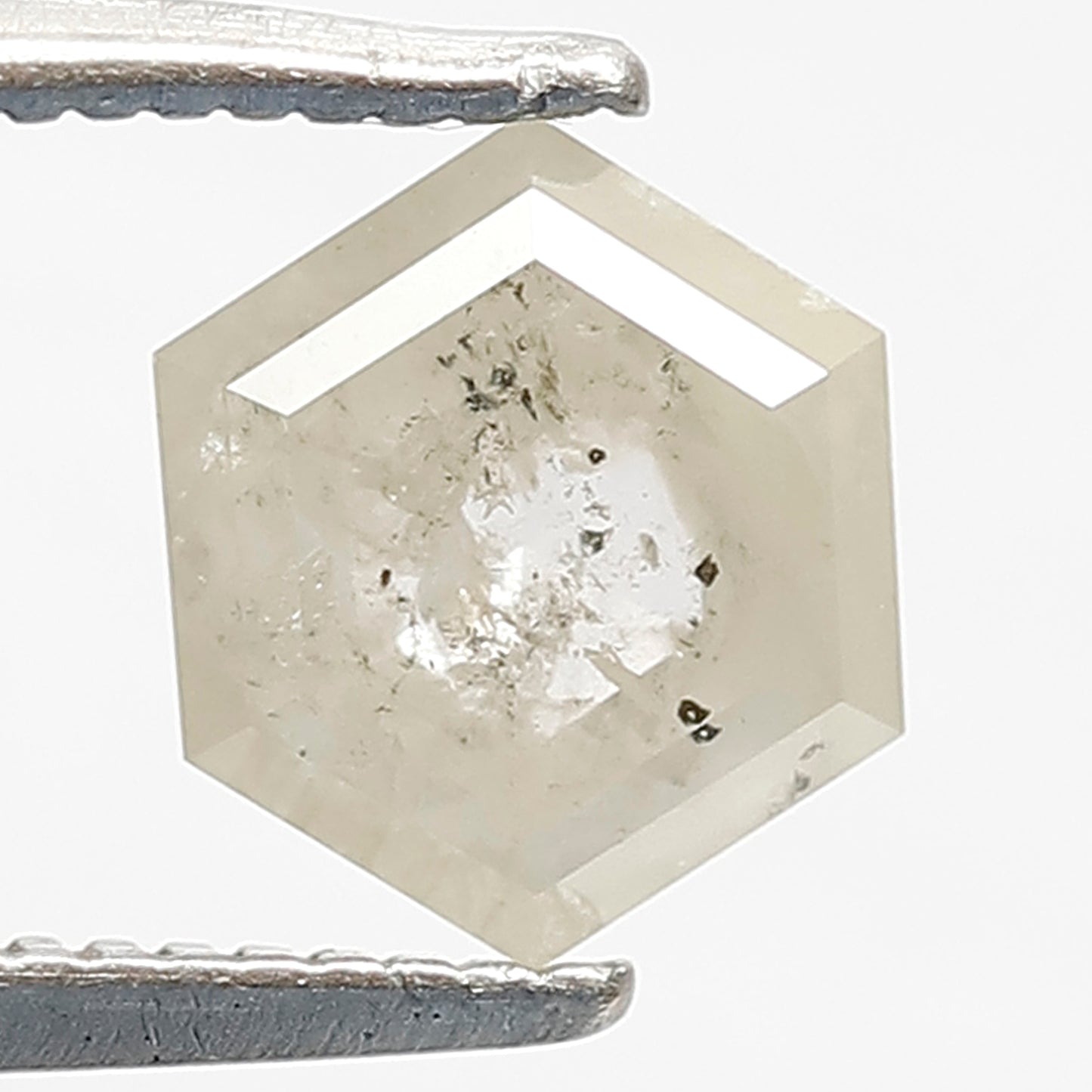 0.88 CT Hexagon Grayish Green Salt and Pepper Diamond: Rustic Loose Diamond