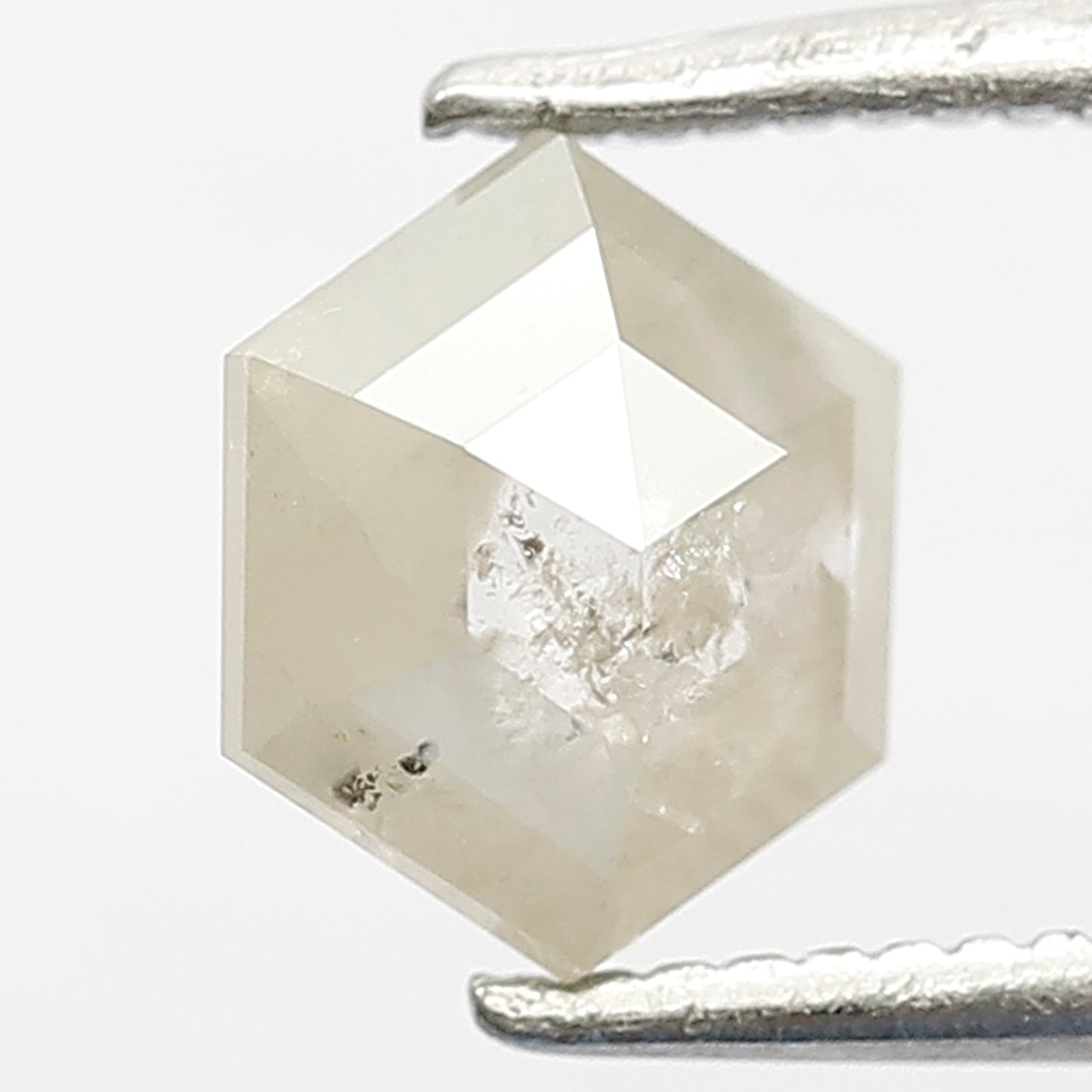 0.88 CT Hexagon Grayish Green Salt and Pepper Diamond: Rustic Loose Diamond