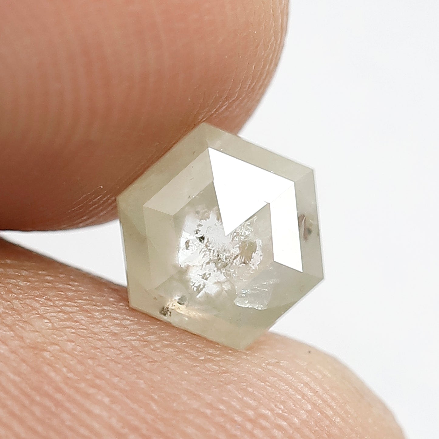 0.88 CT Hexagon Grayish Green Salt and Pepper Diamond: Rustic Loose Diamond