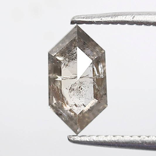 0.85 Ct Hexagon Salt and Pepper Diamond, 8.40 mm Natural Translucent Loose Diamond for Wedding & Bridal Jewelry