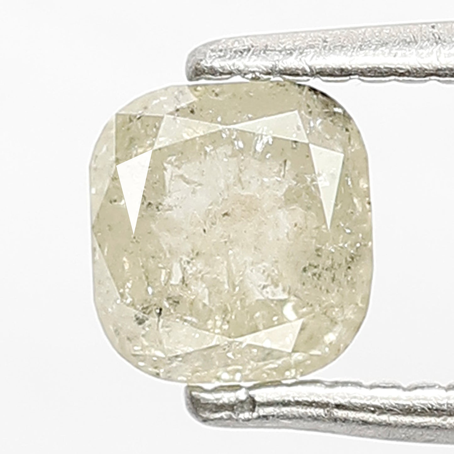 0.61 CT Cushion Cut Diamond: 5MM Light Yellow Salt & Pepper Diamond