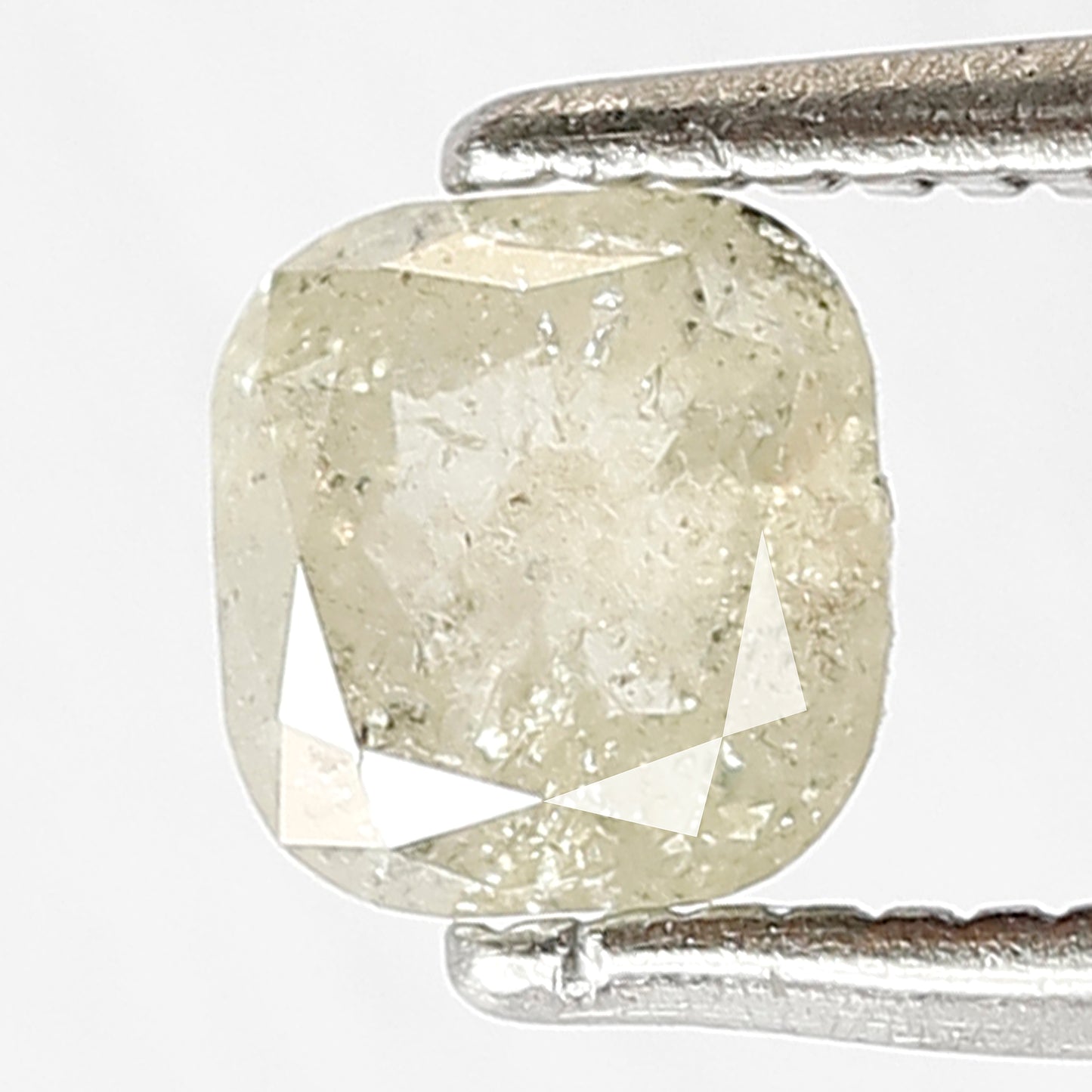 0.61 CT Cushion Cut Diamond: 5MM Light Yellow Salt & Pepper Diamond