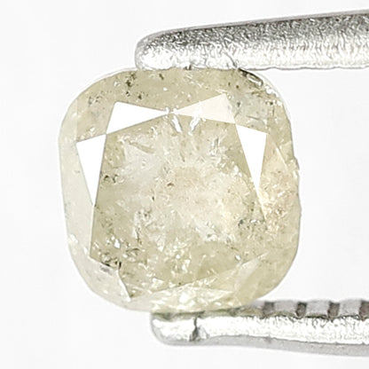 0.61 CT Cushion Cut Diamond: 5MM Light Yellow Salt & Pepper Diamond