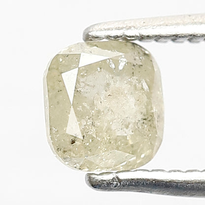0.61 CT Cushion Cut Diamond: 5MM Light Yellow Salt & Pepper Diamond