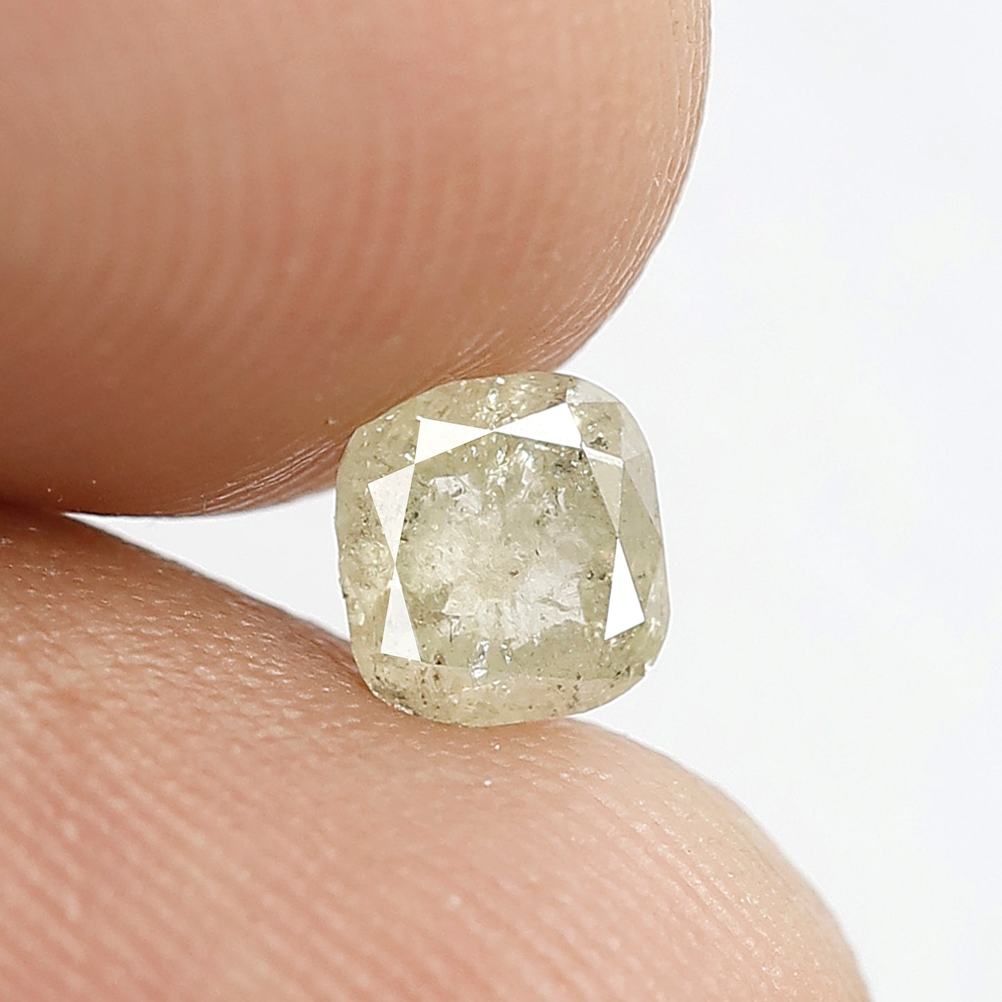 0.61 CT Cushion Cut Diamond: 5MM Light Yellow Salt & Pepper Diamond