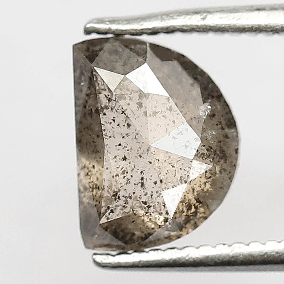 1.80 CT Unique Half Moon Shape Diamond Loose Natural 6 MM Brownish Color Conflict Free Rustic Salt and Pepper Diamond