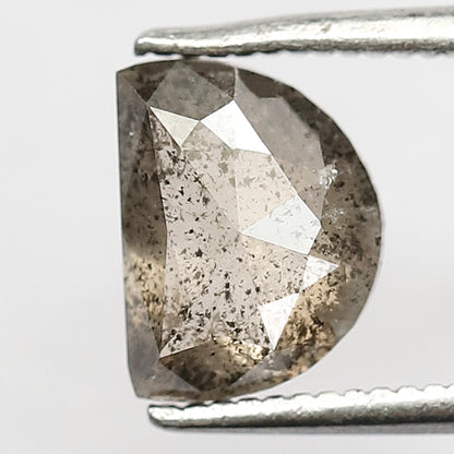 1.80 CT Unique Half Moon Shape Diamond Loose Natural 6 MM Brownish Color Conflict Free Rustic Salt and Pepper Diamond