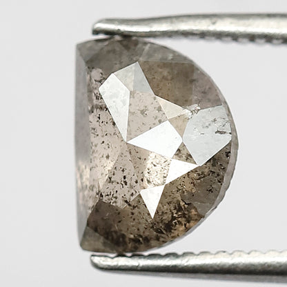1.80 CT Unique Half Moon Shape Diamond Loose Natural 6 MM Brownish Color Conflict Free Rustic Salt and Pepper Diamond
