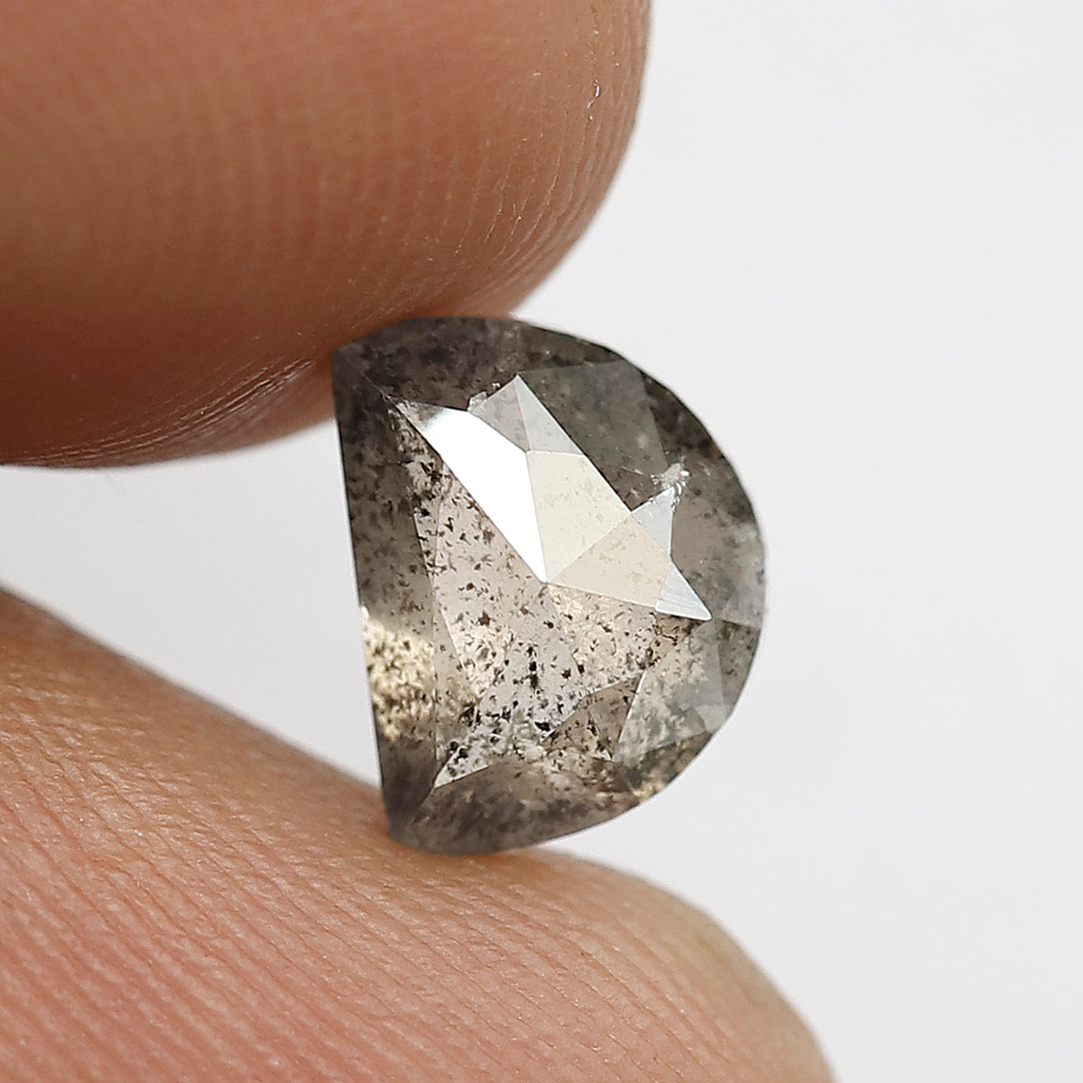 1.80 CT Unique Half Moon Shape Diamond Loose Natural 6 MM Brownish Color Conflict Free Rustic Salt and Pepper Diamond