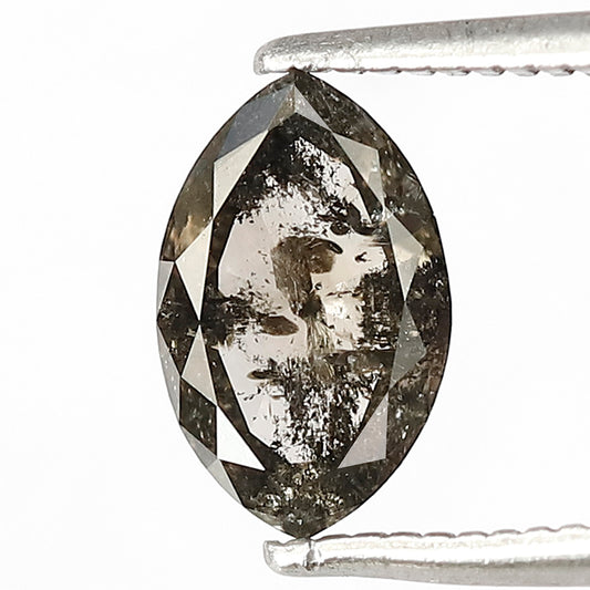 1.10 CT Loose Natural Earth Mined Fancy Brownish Black Color Diamond 8.6 MM Marquise Shape Diamond Rustic Salt and Pepper Diamond
