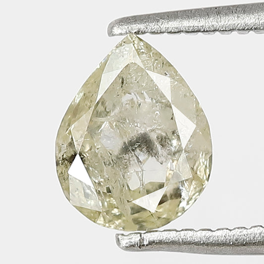 0.98 CT Loose Natural Pear Shape Diamond Fancy Yellow Color Diamond 7.3 MM Rustic Salt and Pepper Diamond Custom Engagement Ring