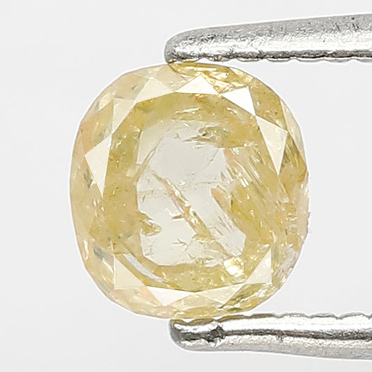5.5 MM Earth Mined Cushion Shape Diamond 0.69 CT Fancy Yellow Color Diamond Loose Natural Salt and Pepper Rustic Diamond