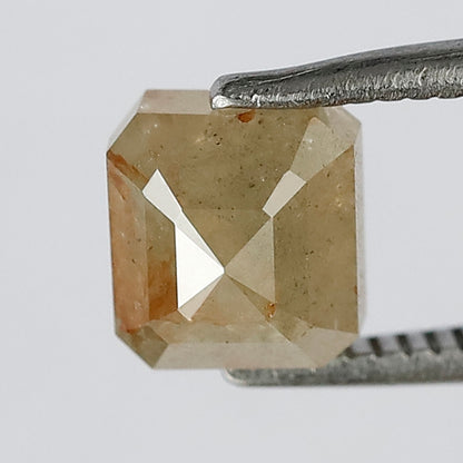 1.67 CT Radiant cut Rustic Diamond, 6 MM Natural Misty Yellow Earth Mined Loose Diamond
