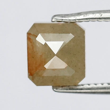 1.67 CT Radiant cut Rustic Diamond, 6 MM Natural Misty Yellow Earth Mined Loose Diamond
