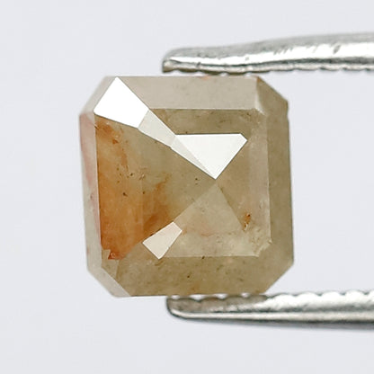 1.67 CT Radiant cut Rustic Diamond, 6 MM Natural Misty Yellow Earth Mined Loose Diamond