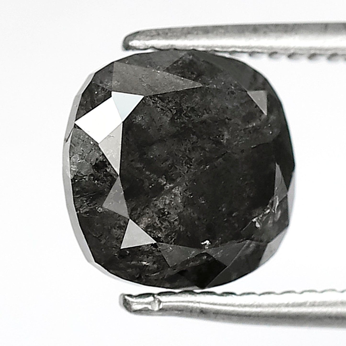 2.69 CT Cushion Cut Salt and Pepper Diamond, Natural Gray Black Diamond, Earth Mined Loose Stone for Engagement Ring