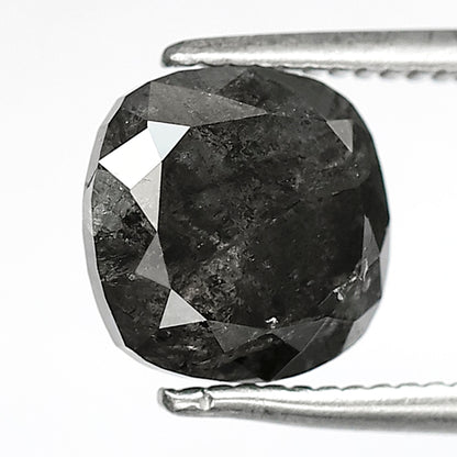 2.69 CT Cushion Cut Salt and Pepper Diamond, Natural Gray Black Diamond, Earth Mined Loose Stone for Engagement Ring