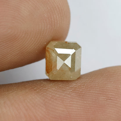 1.67 CT Radiant cut Rustic Diamond, 6 MM Natural Misty Yellow Earth Mined Loose Diamond