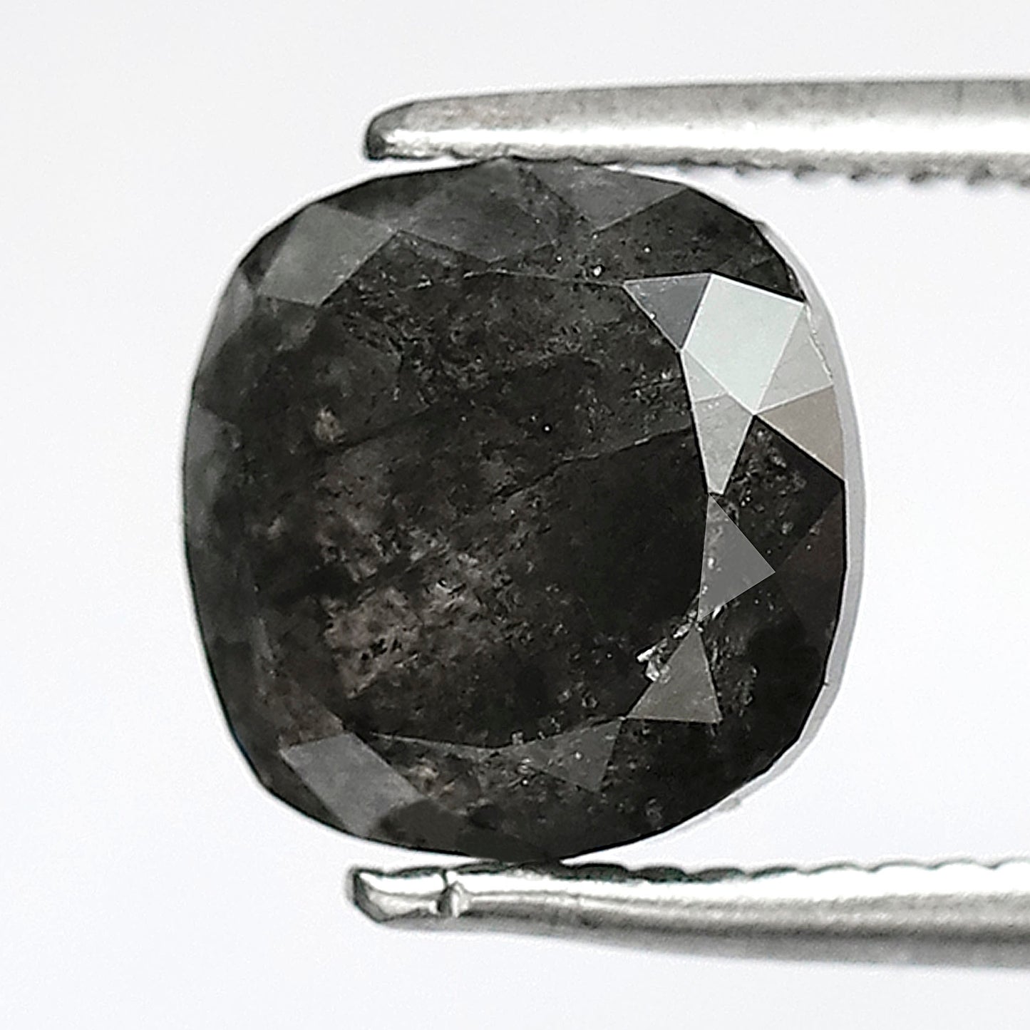 2.69 CT Cushion Cut Salt and Pepper Diamond, Natural Gray Black Diamond, Earth Mined Loose Stone for Engagement Ring