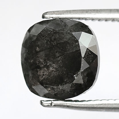 2.69 CT Cushion Cut Salt and Pepper Diamond, Natural Gray Black Diamond, Earth Mined Loose Stone for Engagement Ring