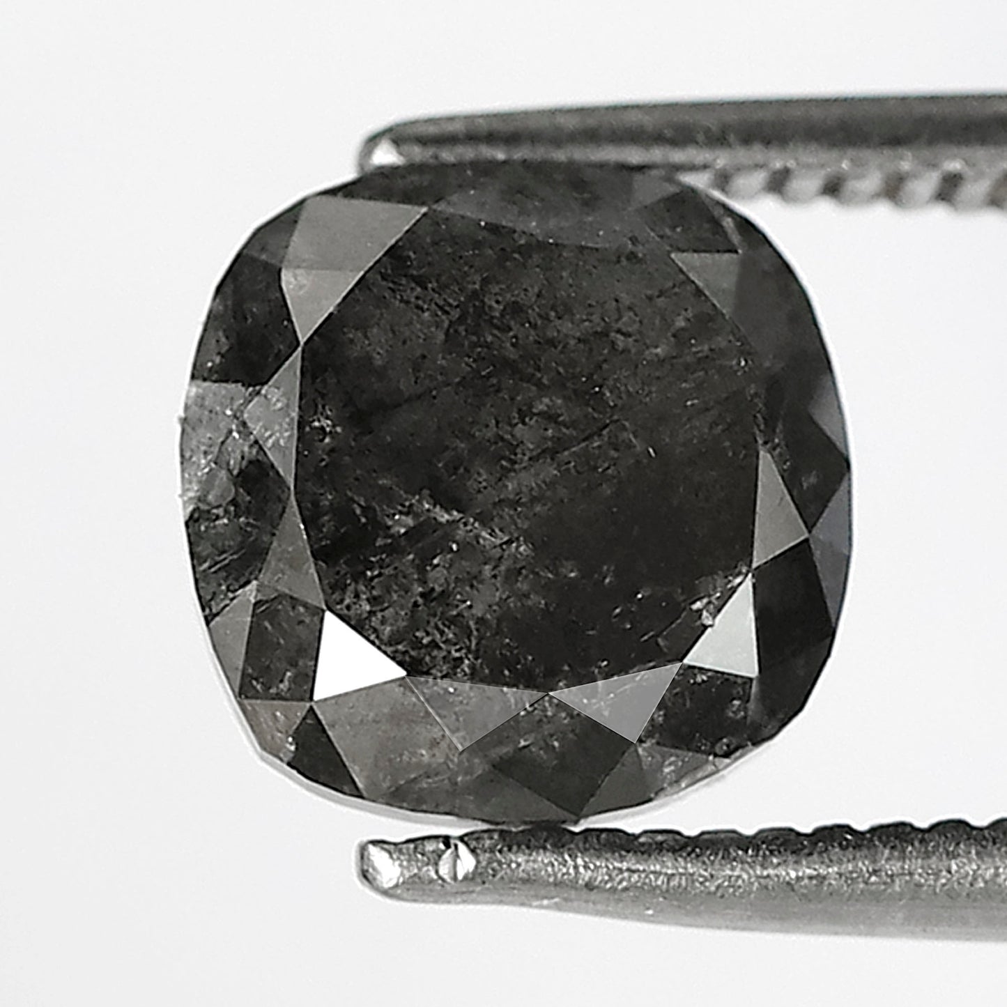 2.69 CT Cushion Cut Salt and Pepper Diamond, Natural Gray Black Diamond, Earth Mined Loose Stone for Engagement Ring