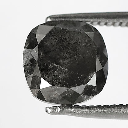 2.69 CT Cushion Cut Salt and Pepper Diamond, Natural Gray Black Diamond, Earth Mined Loose Stone for Engagement Ring