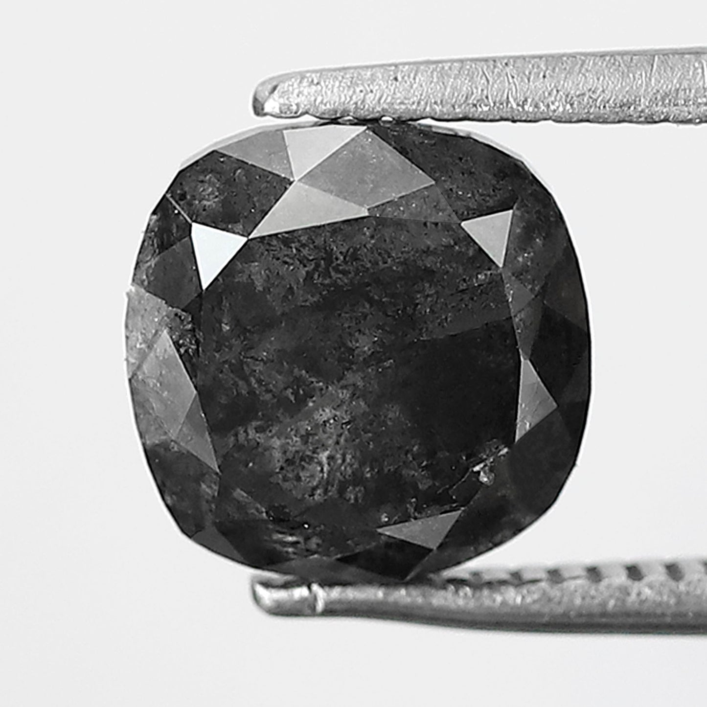 2.69 CT Cushion Cut Salt and Pepper Diamond, Natural Gray Black Diamond, Earth Mined Loose Stone for Engagement Ring