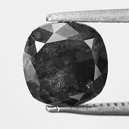 2.69 CT Cushion Cut Salt and Pepper Diamond, Natural Gray Black Diamond, Earth Mined Loose Stone for Engagement Ring