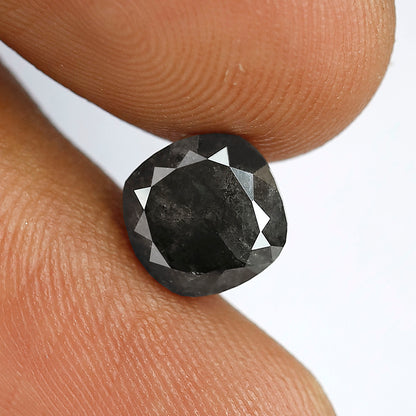 2.69 CT Cushion Cut Salt and Pepper Diamond, Natural Gray Black Diamond, Earth Mined Loose Stone for Engagement Ring