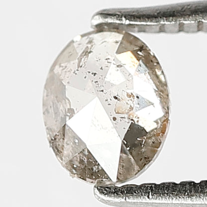 0.40 CT Loose Natural Brownish Black Color Diamond Loose Natural 5.3 MM Oval Shape Conflict Free Rustic Salt and Pepper Diamond