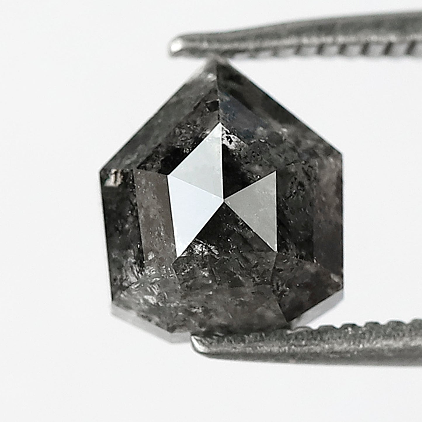 Geometric Cut 2.30 Carat Salt & Pepper Diamond, 7.80 mm Natural Gray Black Loose Diamond, Unique Earth Mined Ring Stone