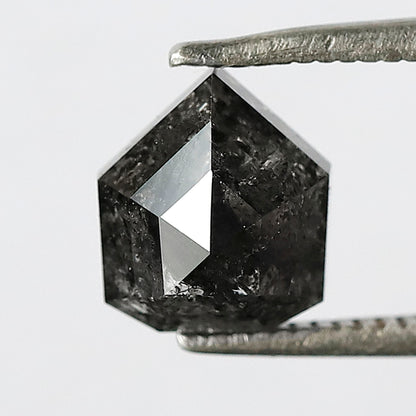 Geometric Cut 2.30 Carat Salt & Pepper Diamond, 7.80 mm Natural Gray Black Loose Diamond, Unique Earth Mined Ring Stone