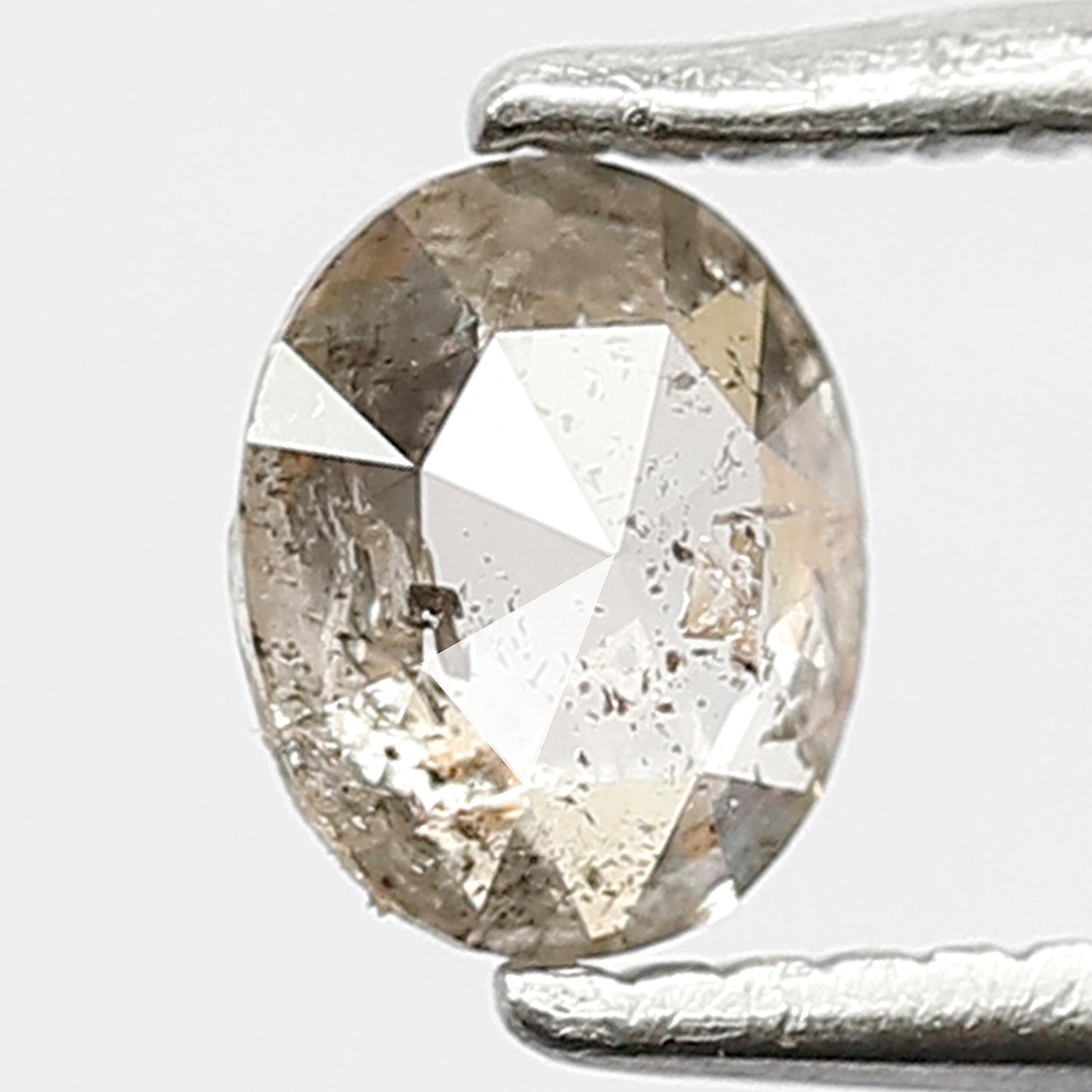 0.40 CT Loose Natural Brownish Black Color Diamond Loose Natural 5.3 MM Oval Shape Conflict Free Rustic Salt and Pepper Diamond