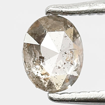 0.40 CT Loose Natural Brownish Black Color Diamond Loose Natural 5.3 MM Oval Shape Conflict Free Rustic Salt and Pepper Diamond