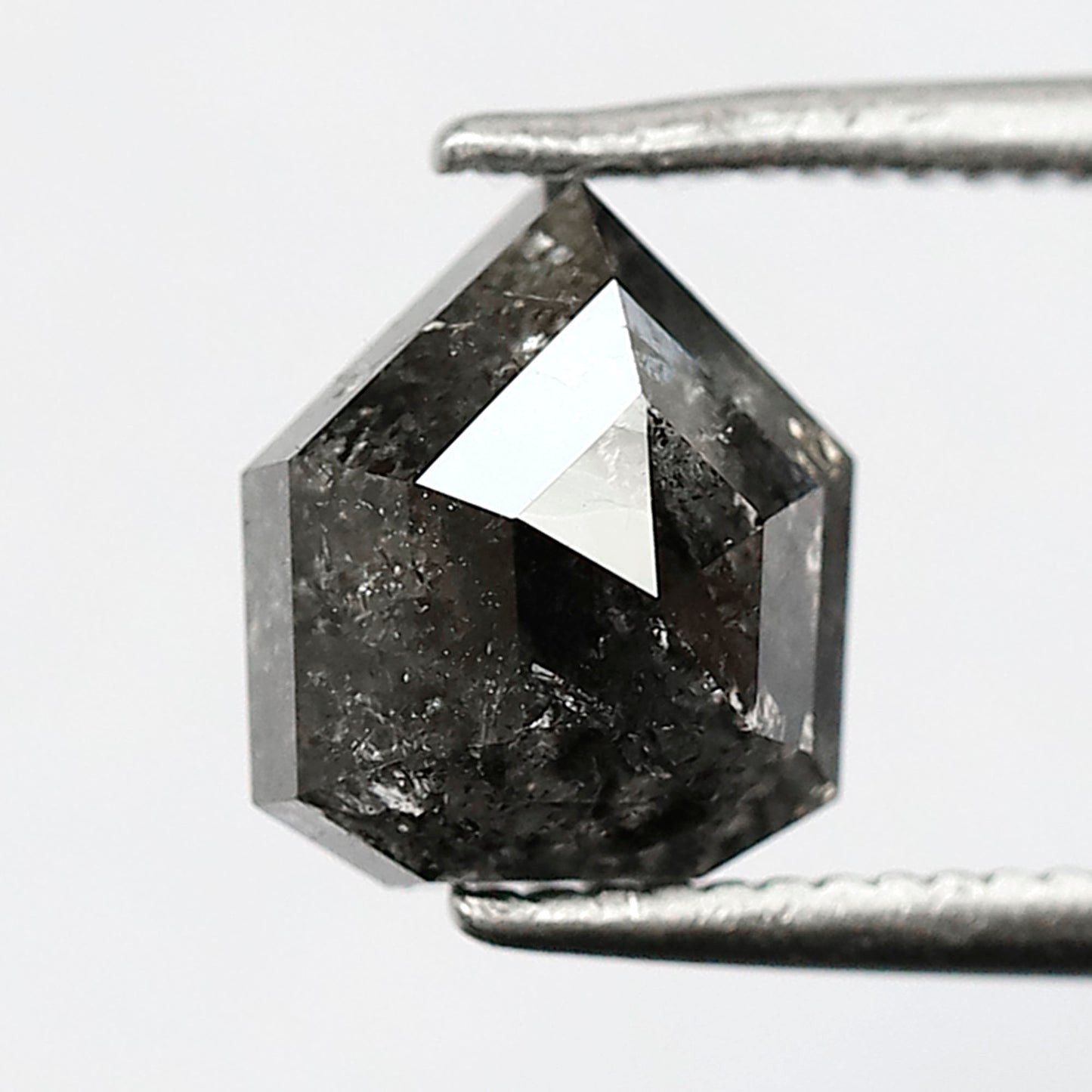 Geometric Cut 2.30 Carat Salt & Pepper Diamond, 7.80 mm Natural Gray Black Loose Diamond, Unique Earth Mined Ring Stone