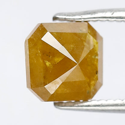 1.38 Ct Radiant Cut Yellowish Rustic Diamond | 6.40 mm Natural Ethically Sourced Loose Diamond