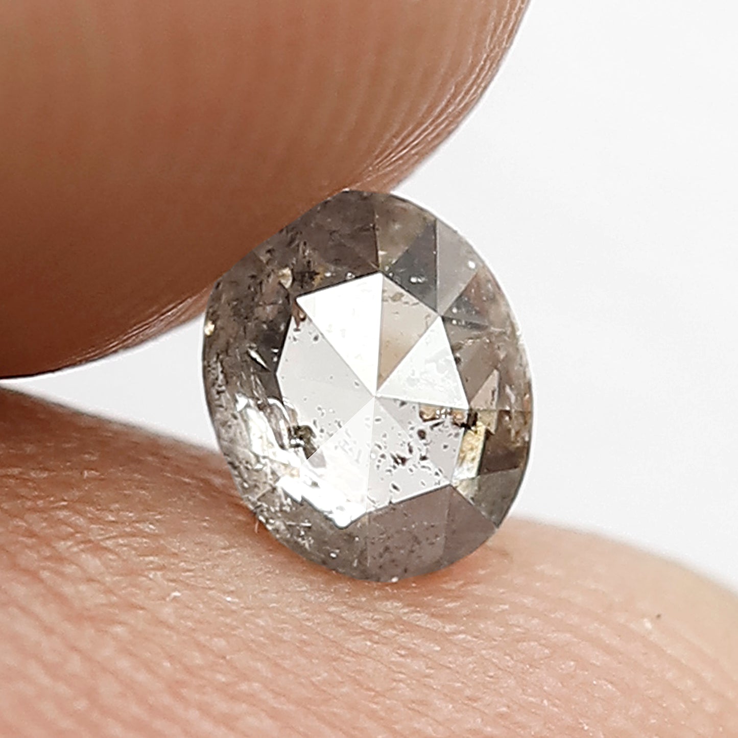 0.40 CT Loose Natural Brownish Black Color Diamond Loose Natural 5.3 MM Oval Shape Conflict Free Rustic Salt and Pepper Diamond