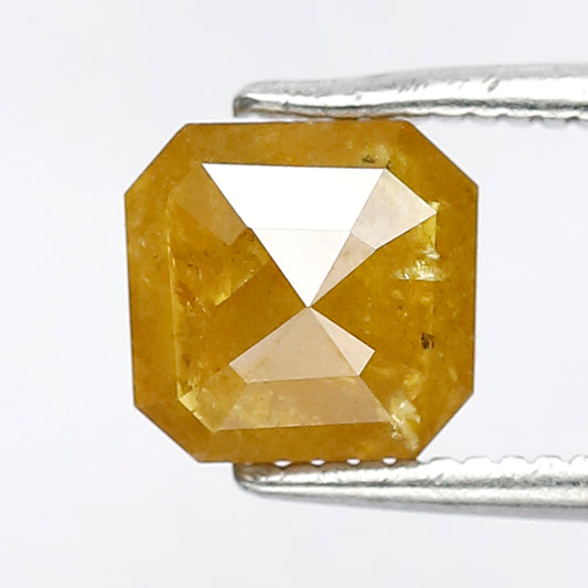 1.38 Ct Radiant Cut Yellowish Rustic Diamond | 6.40 mm Natural Ethically Sourced Loose Diamond