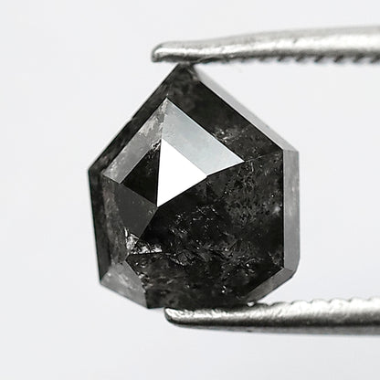 Geometric Cut 2.30 Carat Salt & Pepper Diamond, 7.80 mm Natural Gray Black Loose Diamond, Unique Earth Mined Ring Stone