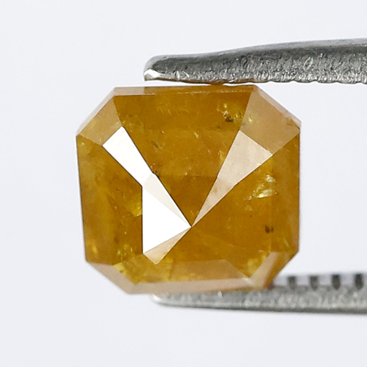 1.38 Ct Radiant Cut Yellowish Rustic Diamond | 6.40 mm Natural Ethically Sourced Loose Diamond