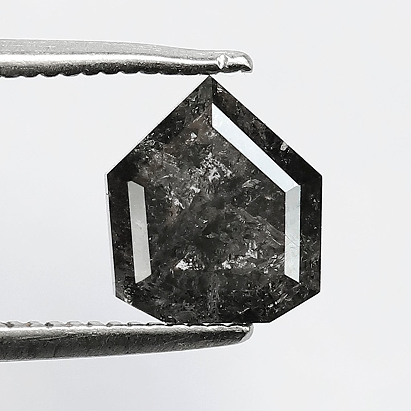 Geometric Cut 2.30 Carat Salt & Pepper Diamond, 7.80 mm Natural Gray Black Loose Diamond, Unique Earth Mined Ring Stone