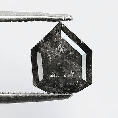 Geometric Cut 2.30 Carat Salt & Pepper Diamond, 7.80 mm Natural Gray Black Loose Diamond, Unique Earth Mined Ring Stone