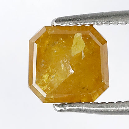 1.38 Ct Radiant Cut Yellowish Rustic Diamond | 6.40 mm Natural Ethically Sourced Loose Diamond