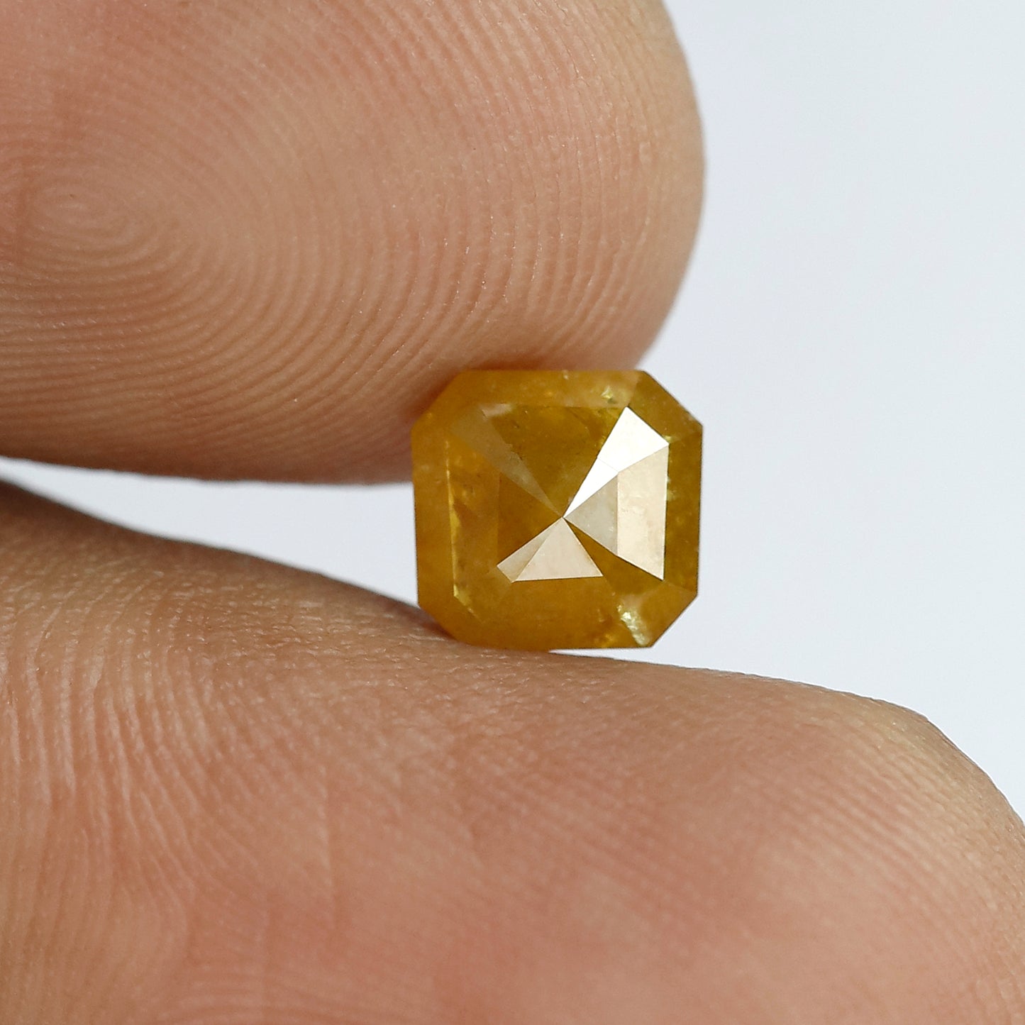 1.38 Ct Radiant Cut Yellowish Rustic Diamond | 6.40 mm Natural Ethically Sourced Loose Diamond